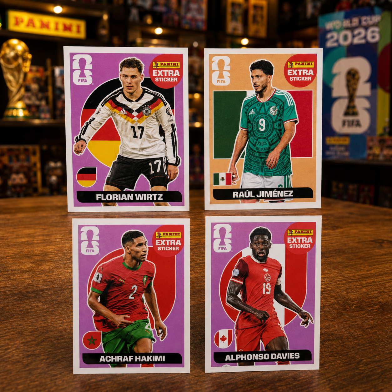 Lote de 4 Figuritas Extras del Mundial 2026 - Panini