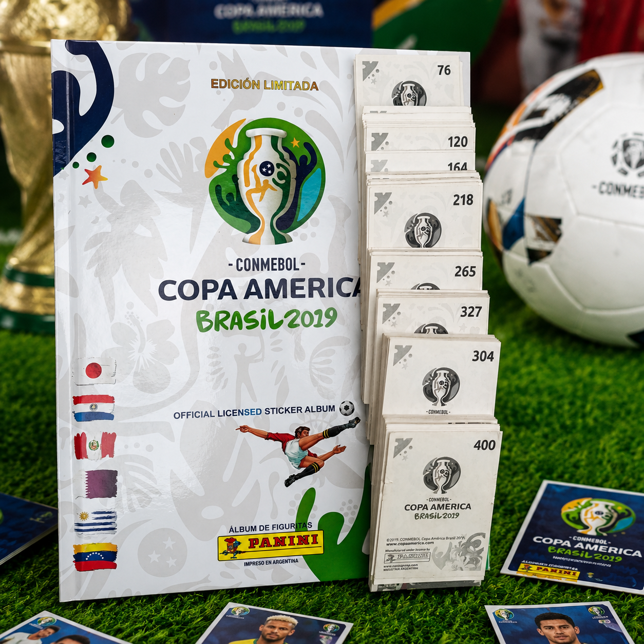 Álbum de Tapa Dura + Lote de 304 Figuritas Copa América 2019 Panini