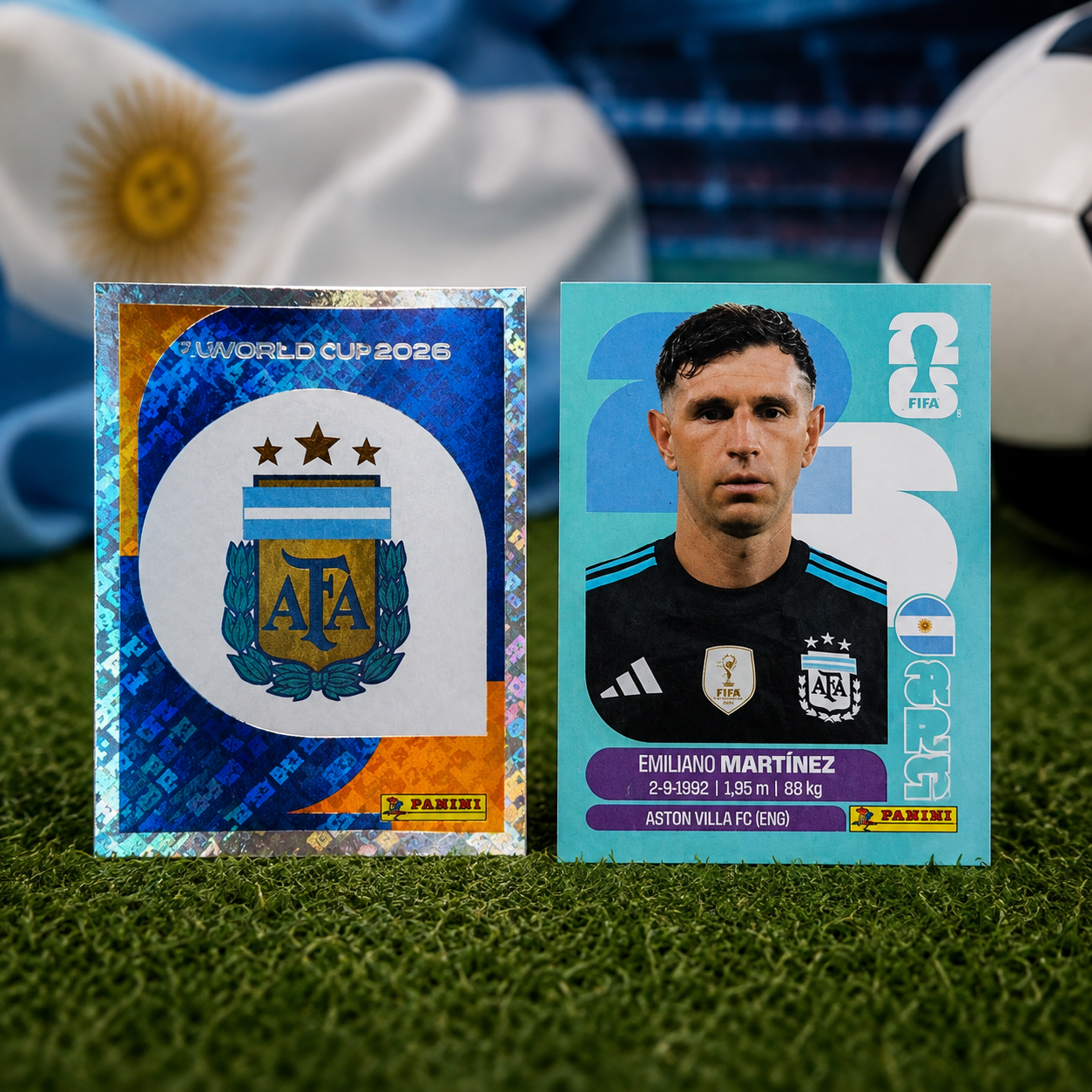 Lote de 2 Figuritas Mundial 2026 - ARG1 y ARG2, de Panini