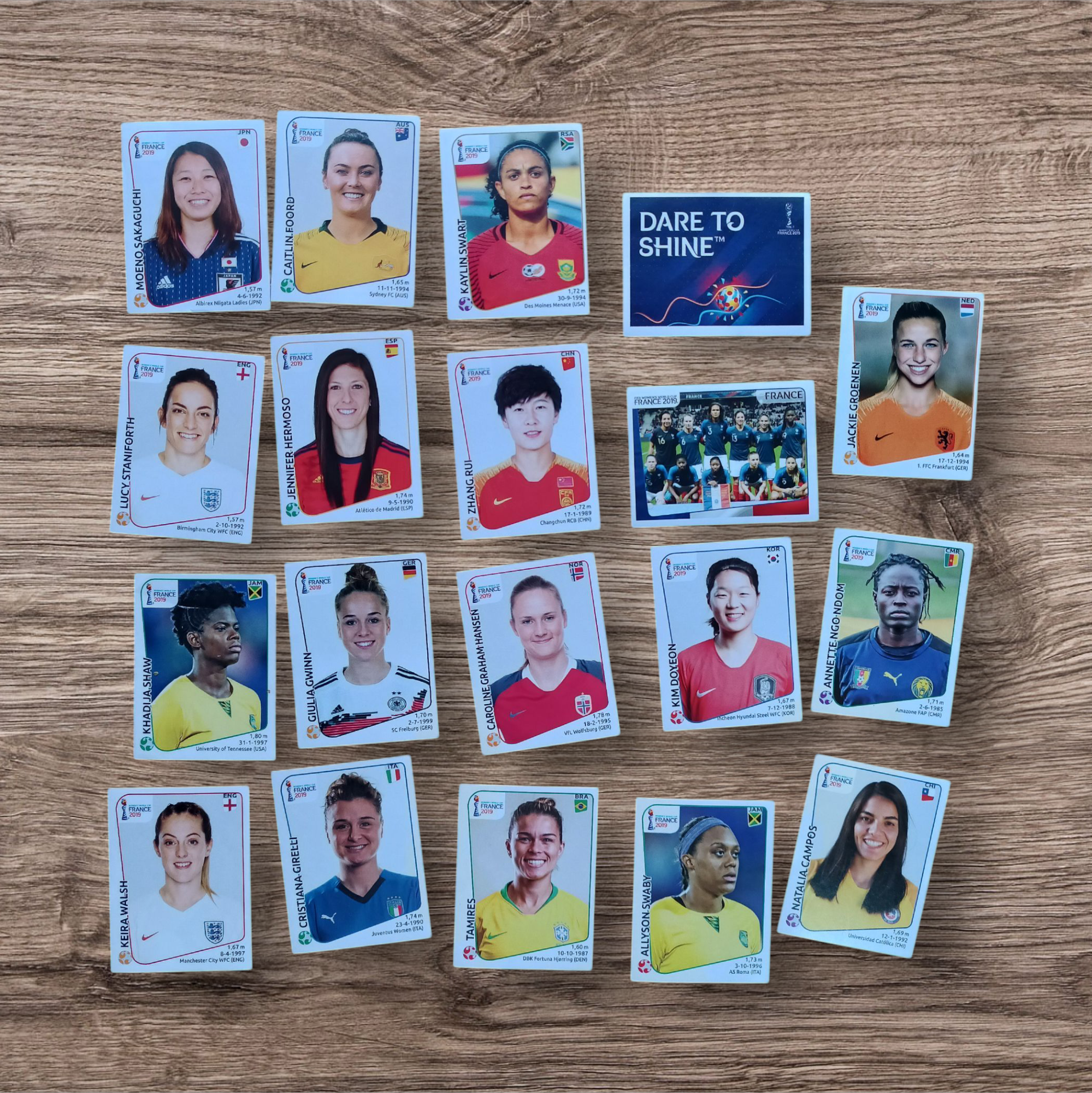 Lote 19 figuritas sin repetir Mundial Femenino Francia 2019