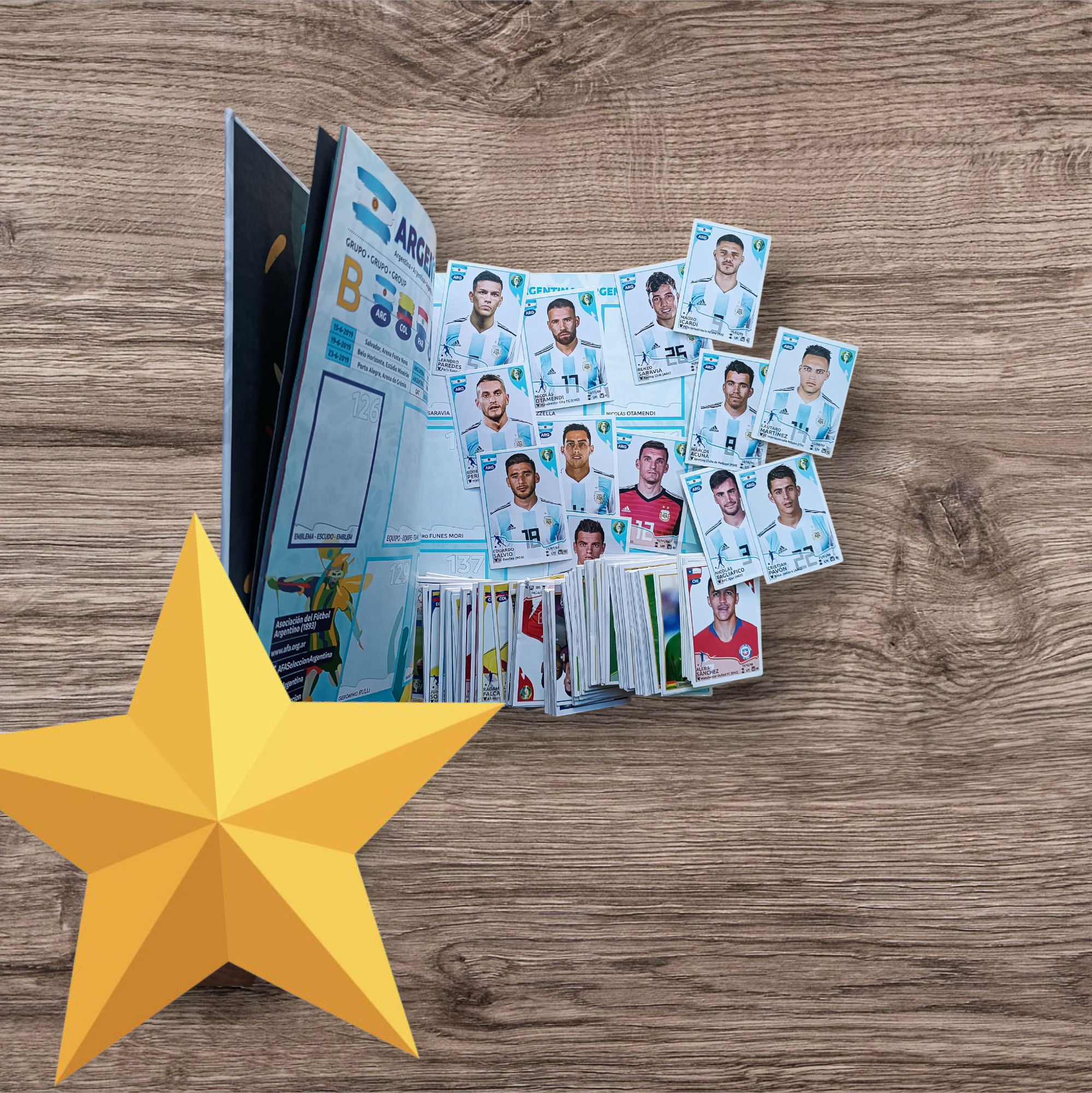 Álbum tapa dura + 324 figuritas sin repetir Copa América Brasil 2019
