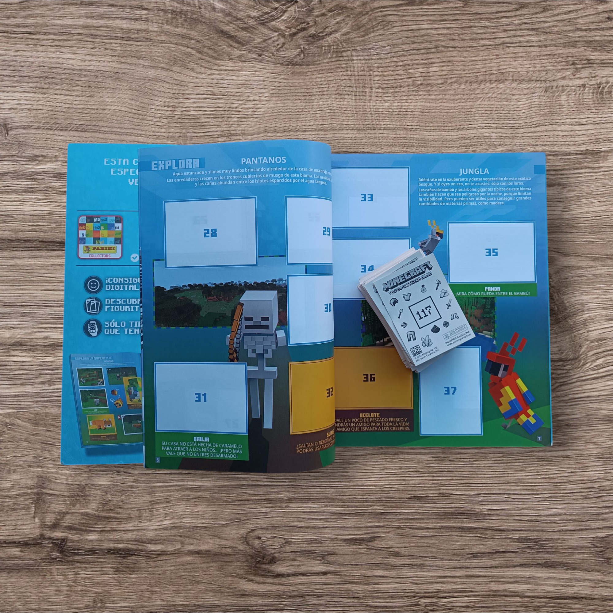 Álbum + 144 figuritas Minecraft Treasure, de Panini