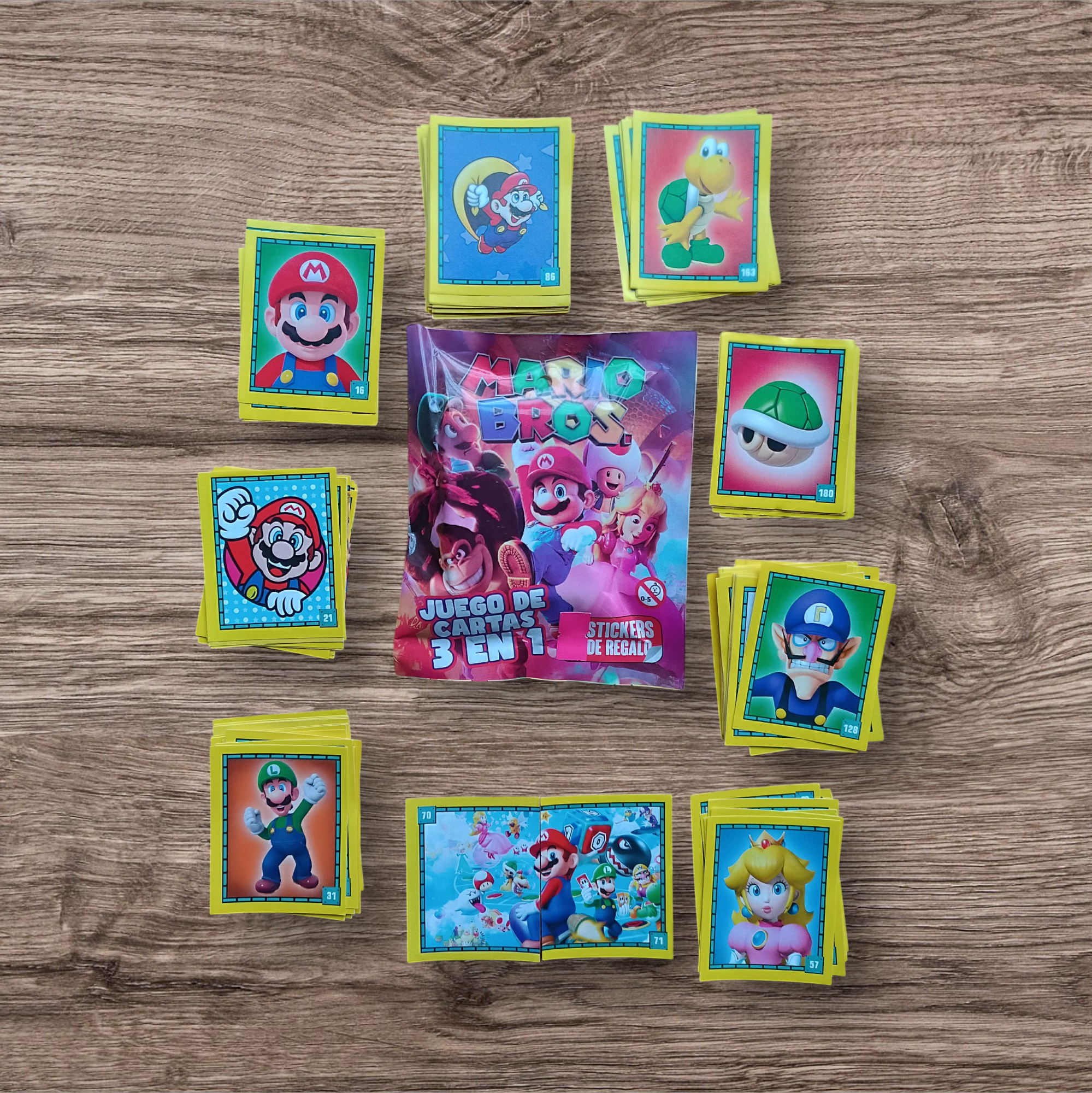 Lote 135 figuritas sin repetir+ Juego de cartas Mario bros