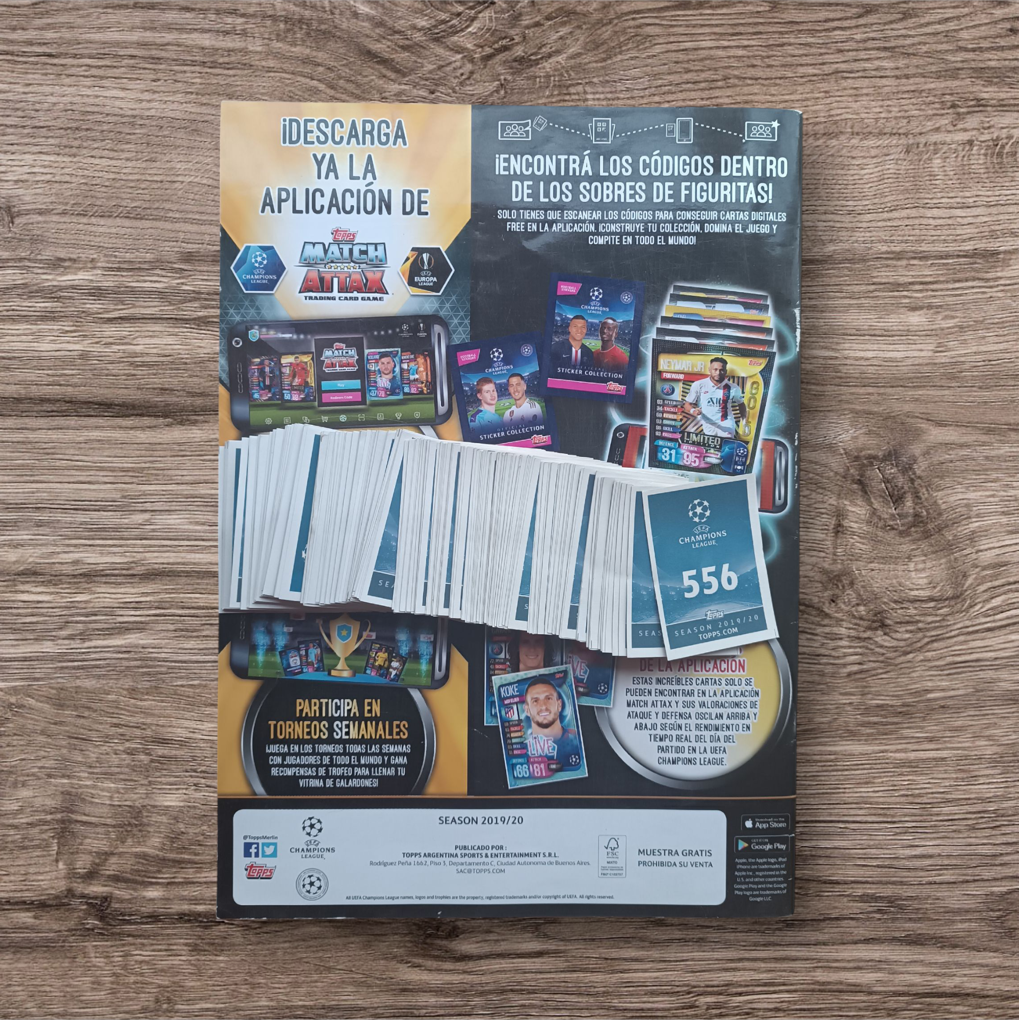 Álbum promocional + 218 figuritas sin repetir Champions League 2019/20