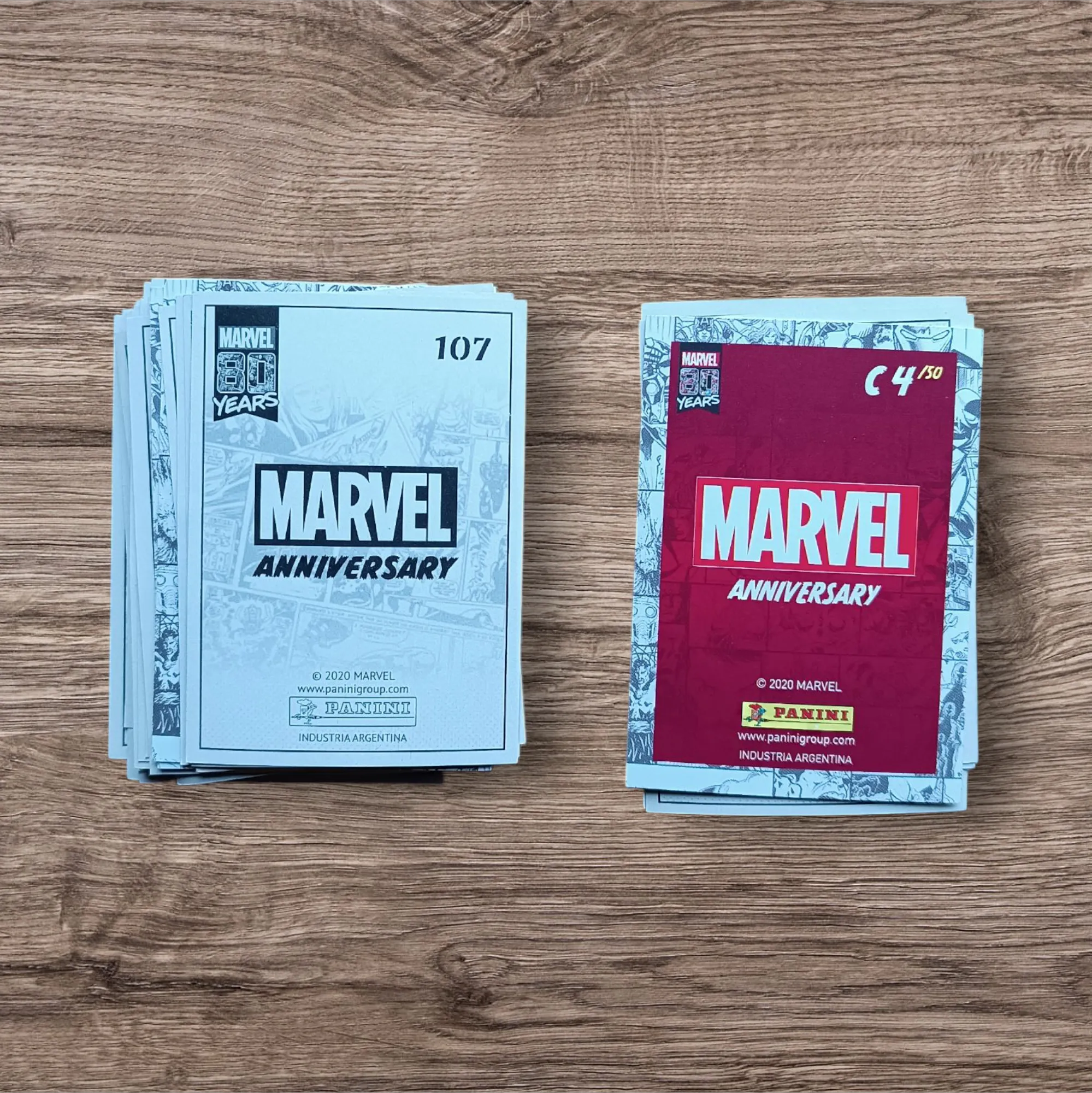 Lote 58 figuritas y cartas sin repetir Marvel Aniversary